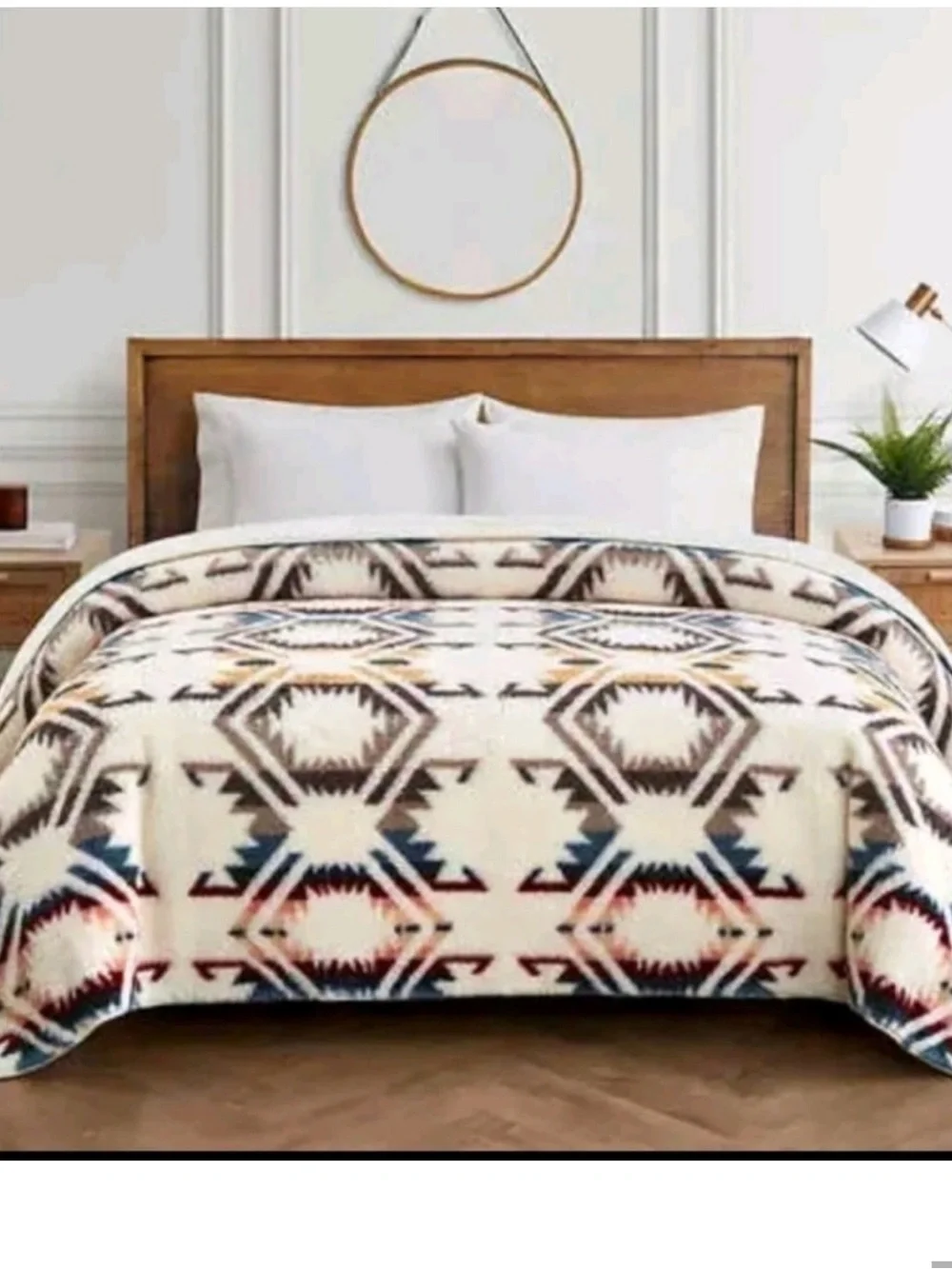 Pendleton Reverse Oeko-Tex Sherpa Fleece Southwestern Aztec Print Queen Blanket